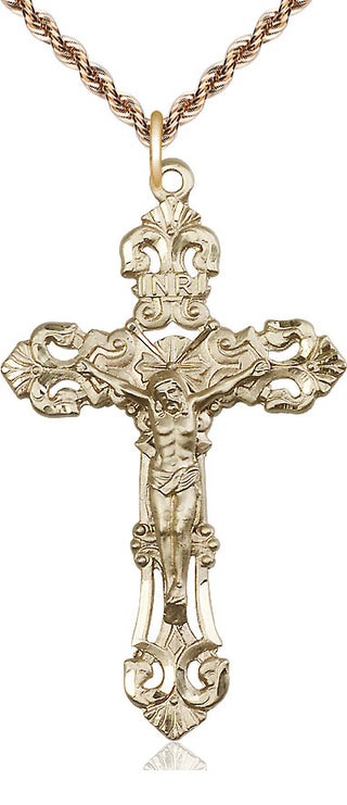 14kt Gold Filled Crucifix Medal Catholic Jewelry