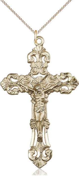 14kt Gold Crucifix Medal