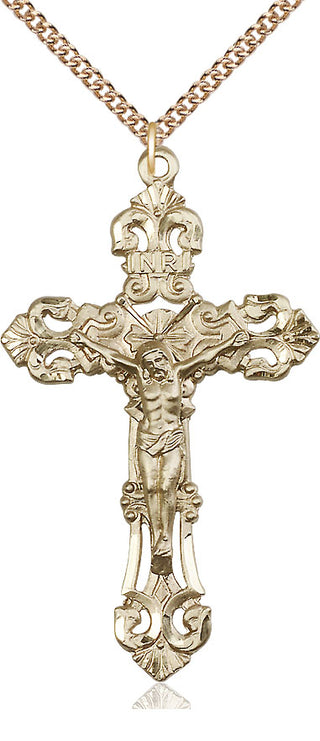 14kt Gold Crucifix Medal