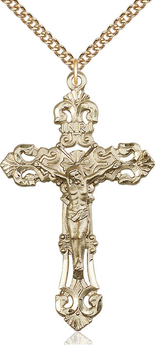 14kt Gold Crucifix Medal