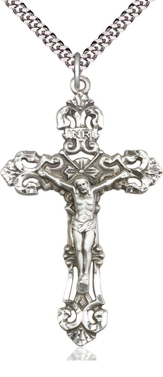 Sterling Silver Crucifix Medal Catholic Jewelry