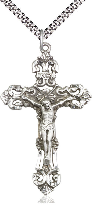 Sterling Silver Crucifix Medal Catholic Jewelry