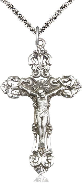 Sterling Silver Crucifix Medal Catholic Jewelry
