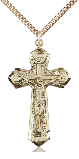 14kt Gold Filled Crucifix Medal Catholic Jewelry