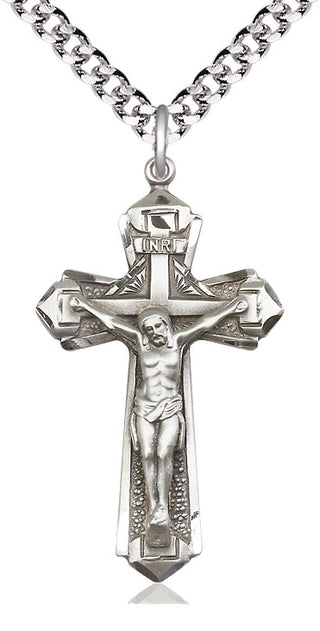 Sterling Silver Crucifix Medal Catholic Jewelry