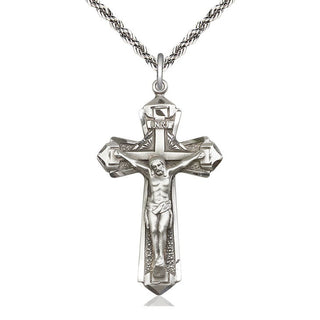 Sterling Silver Crucifix Medal Catholic Jewelry