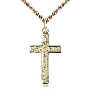 14kt Gold Filled Cross Medal Catholic Jewelry
