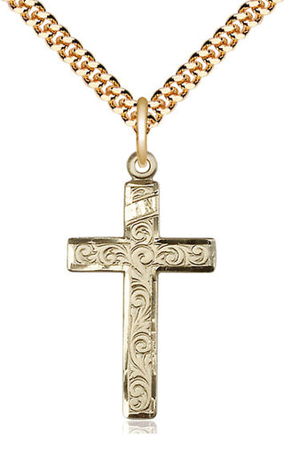 14kt Gold Filled Cross Medal Catholic Jewelry