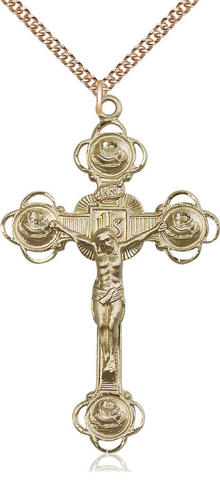 14kt Gold Crucifix Medal
