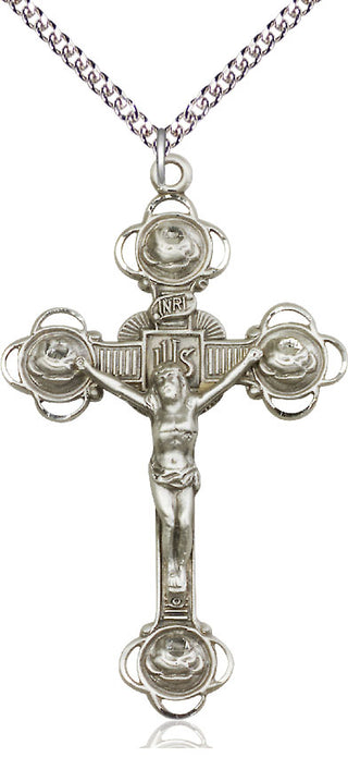 Sterling Silver Crucifix Medal Catholic Jewelry