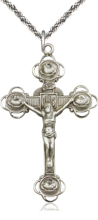 Sterling Silver Crucifix Medal Catholic Jewelry
