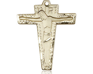 14kt Gold Primative Crucifix Medal