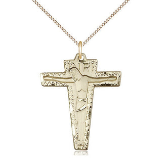 14kt Gold Primative Crucifix Medal