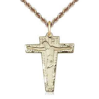 14kt Gold Primative Crucifix Medal