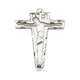 Sterling Silver Primative Crucifix Medal Catholic Jewelry