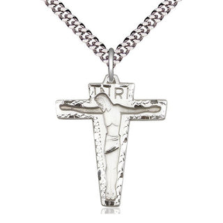 Sterling Silver Primative Crucifix Medal Catholic Jewelry