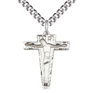 Sterling Silver Primative Crucifix Medal Catholic Jewelry