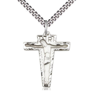 Sterling Silver Primative Crucifix Medal Catholic Jewelry
