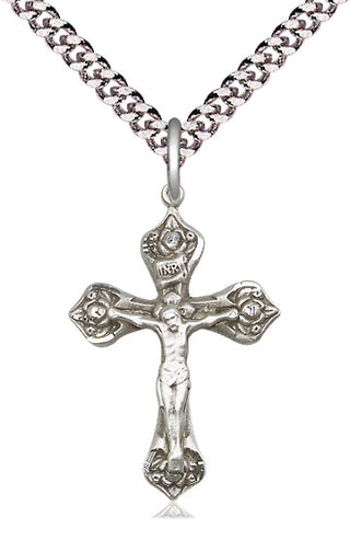 Sterling Silver Crucifix Medal Catholic Jewelry