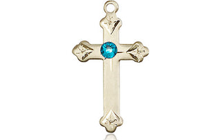 14kt Gold Filled Cross Pendant with a 3mm Zircon Swarovski stone on an 18-inch Gold Filled Light Curb Chain