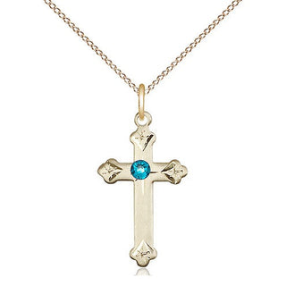 14kt Gold Filled Cross Pendant with 3mm Zircon Swarovski Necklace