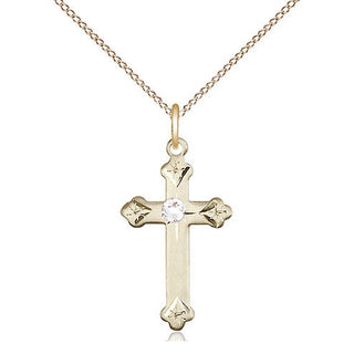 14kt Gold Filled Cross Pendant with 3mm Crystal Swarovski Necklace