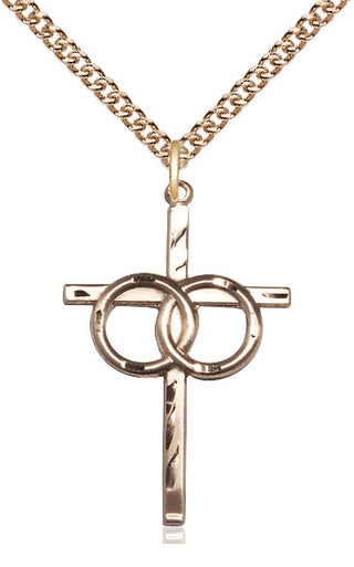 14kt Gold Filled Wedding Rings Cross Medal Catholic Jewelry