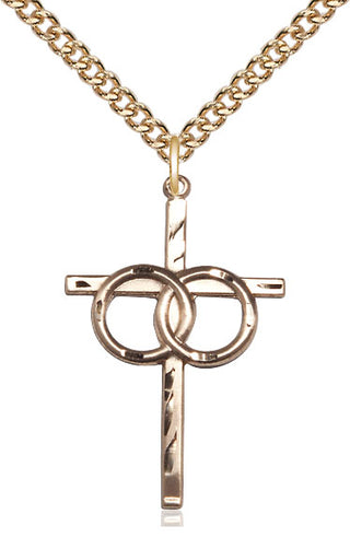 14kt Gold Wedding Rings Cross Medal