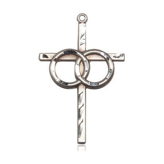 Sterling Silver Wedding Rings Cross Medal Catholic Jewelry