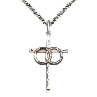 Sterling Silver Wedding Rings Cross Medal Catholic Jewelry