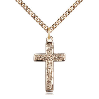 14kt Gold Filled Crucifix Medal Catholic Jewelry