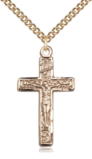 14kt Gold Filled Crucifix Medal Catholic Jewelry