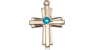 14kt Gold Filled Cross Pendant with a 3mm Zircon Swarovski stone on an 18-inch Gold Filled Light Curb Chain