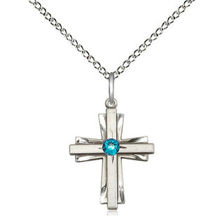 Sterling Silver Cross Pendant with 3mm Zircon Swarovski stone Necklace