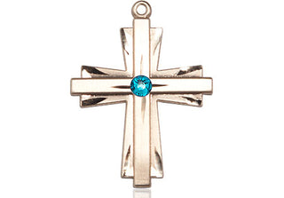 14kt Gold Filled Cross Pendant with a 3mm Zircon Swarovski stone on an 18-inch Gold Filled Light Curb Chain