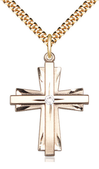 14kt Gold Filled Cross Pendant with 3mm Crystal Swarovski Necklace