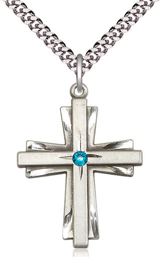 Sterling Silver Cross Pendant with 3mm Zircon Swarovski Necklace