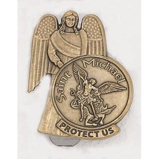 3-pack - Saint Michael - Guardian Angel - Brass Tone - Visor Clip