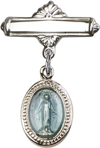 Sterling Silver Polished Badge Pin Miraculous Baby Badge