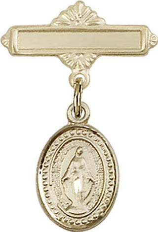14kt Gold Filled Polished Badge Pin Miraculous Baby Badge