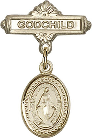 14kt Gold Godchild Miraculous Baby Badge