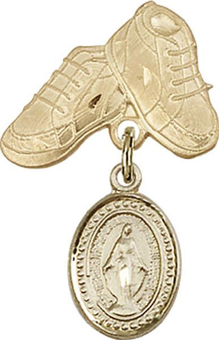 14kt Gold Baby Boots Miraculous Baby Badge