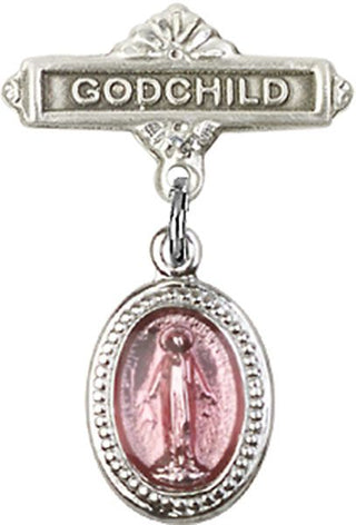 Sterling Silver Godchild Miraculous Baby Badge