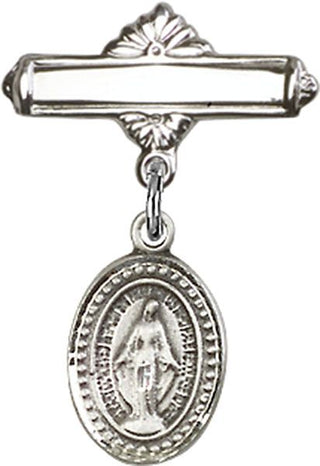 Sterling Silver Polished Badge Pin Miraculous Baby Badge