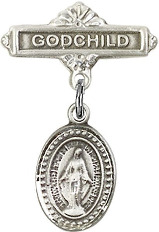Sterling Silver Godchild Miraculous Baby Badge
