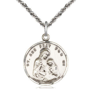 Sterling Silver Saint Ann Medal Catholic Jewelry