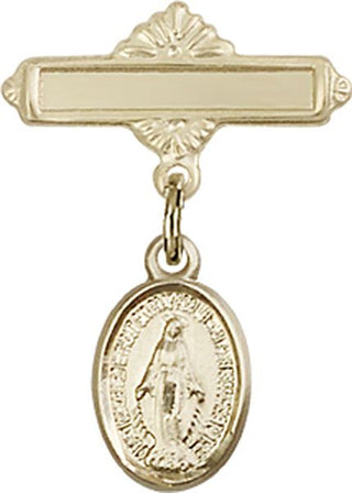 14kt Gold Filled Polished Badge Pin Miraculous Baby Badge