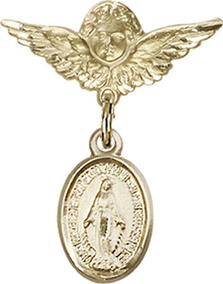 14kt Gold Filled Small Angel w/Wings Miraculous Baby Badge