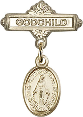 14kt Gold Godchild Miraculous Baby Badge