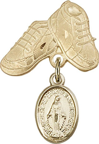 14kt Gold Baby Boots Miraculous Baby Badge
